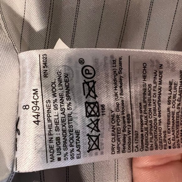 Banana Republic Black Wool Suit Blazer with Pinstripe Lining - Picture 7 of 8